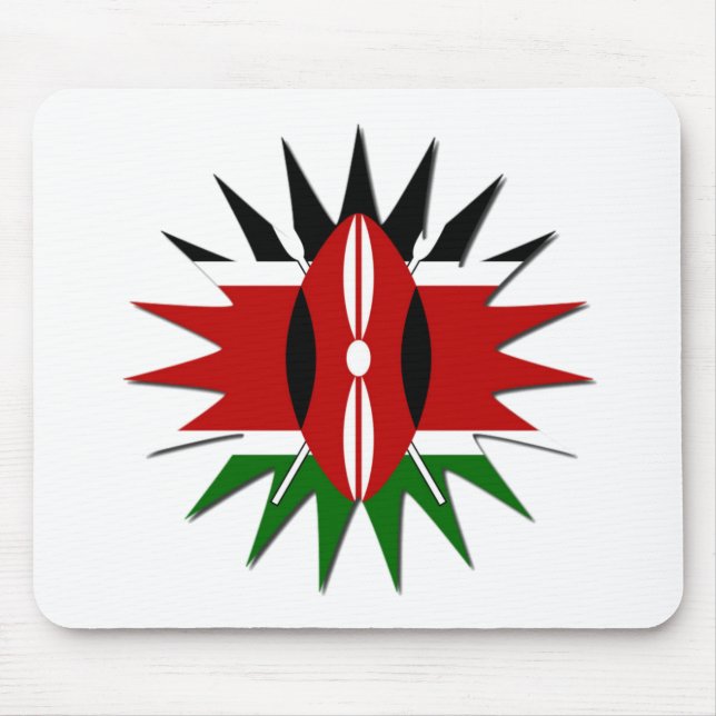 Vibrant Kenyan Flag Pattern: An 18-Star Art Mouse Pad (Front)