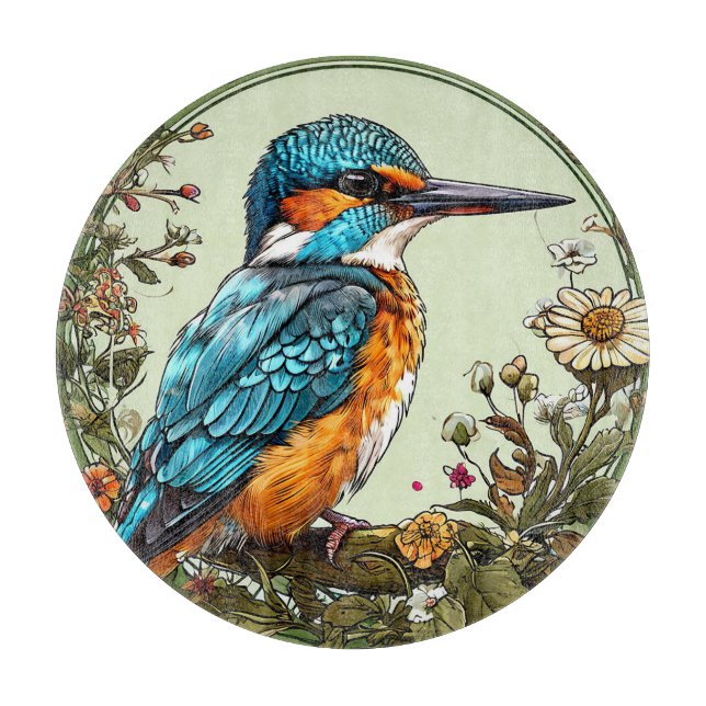 Vibrant Kingfisher Bird Cutting Board (Front)