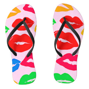 Vibrant Kissed by Colours Pattern Flip Flops