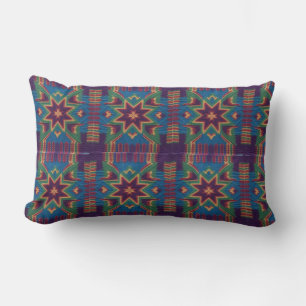 Vibrant Knitted Starburst Mandala Pattern Lumbar  Pillow
