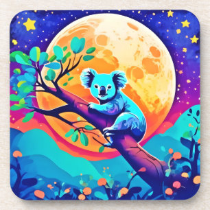 Vibrant Koala Moon Coaster