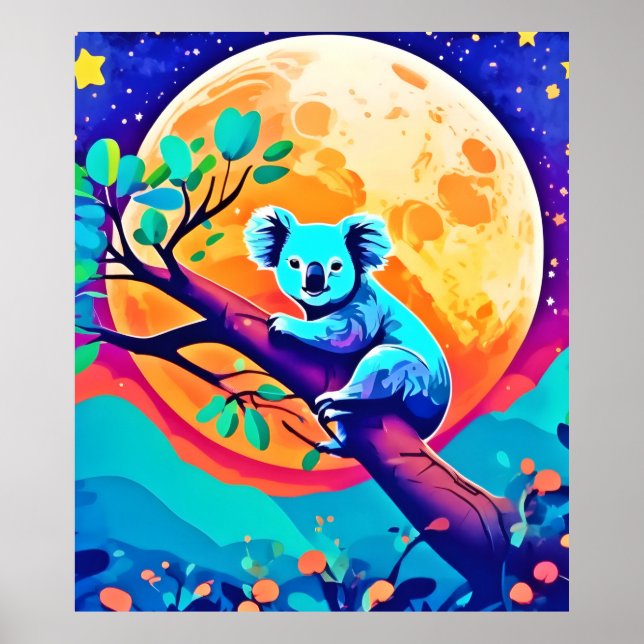 Vibrant Koala Moon Poster (Front)