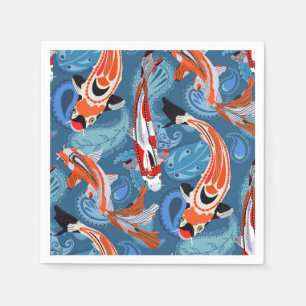 Vibrant Koi Fish Among Paisley Pattern Napkin
