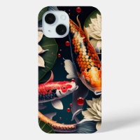 Vibrant Koi Fish and Lotus Flower Pond Art