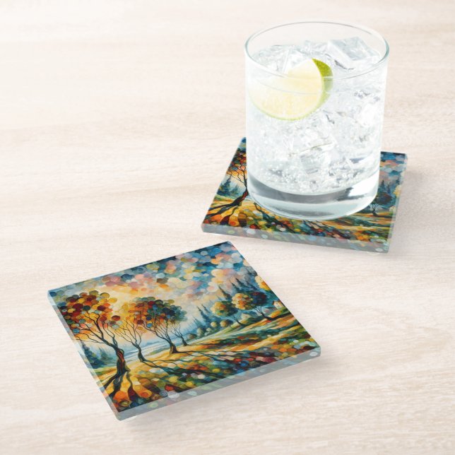 Vibrant Landscape Glass Coaster (Angled)