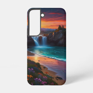 Vibrant landscape with waterfall phone case