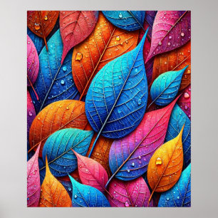 Vibrant Leaf Art - Colourful Nature Design Poster