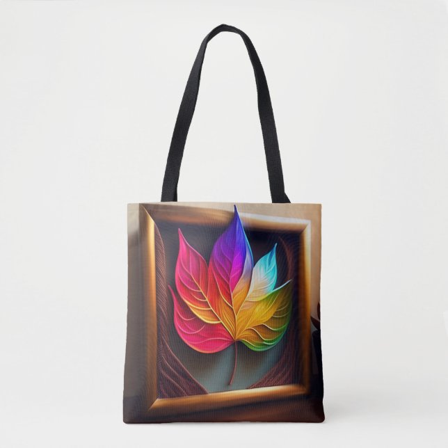 "Vibrant Leaf Art with lovely colours Tote Bag (Front)