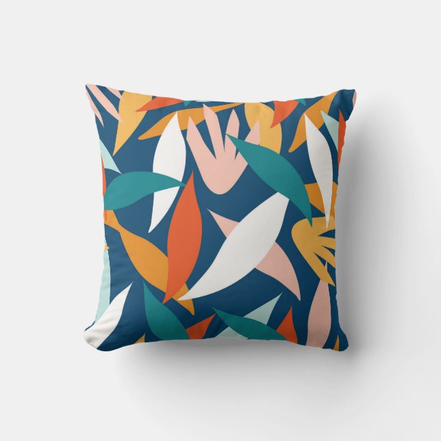 Vibrant Leaf Harmony Throw Pillow (Front)