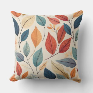 Vibrant Leaf Pattern Design Outdoor Pillow