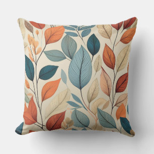 Vibrant Leaf Pattern Design Outdoor Pillow