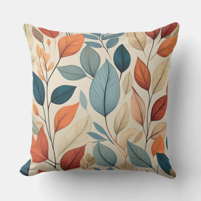 Vibrant Leaf Pattern Design Outdoor Pillow (Front)