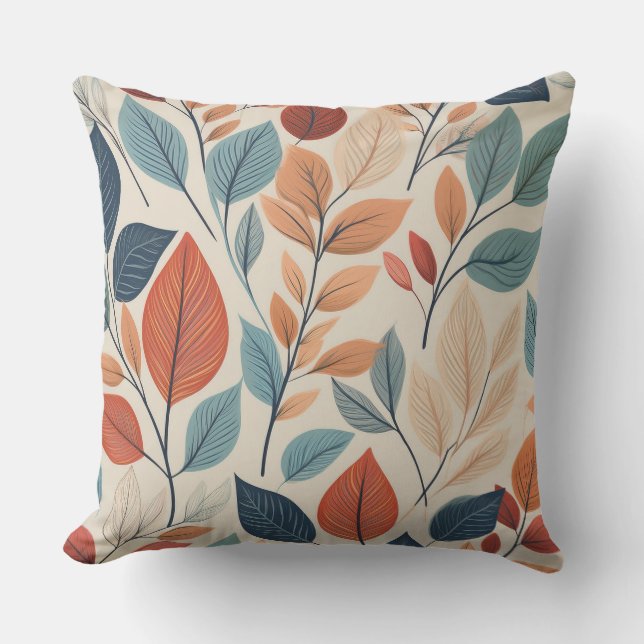 Vibrant Leaf Pattern Design Outdoor Pillow (Front)