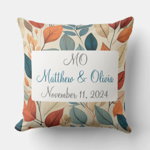 Vibrant Leaf Pattern Wedding Gift Outdoor Pillow