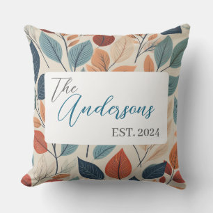 Vibrant Leaf Pattern with Name & Year Outdoor Pillow