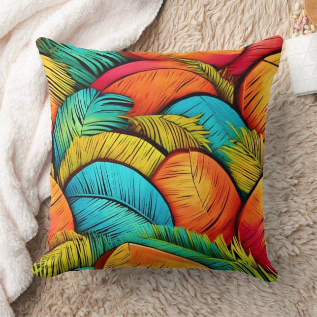 Vibrant Leafscape Throw Pillow (Blanket)