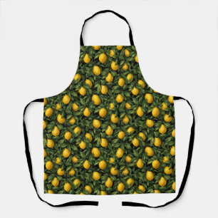 Vibrant Lemon Citrus Tree Pattern Apron