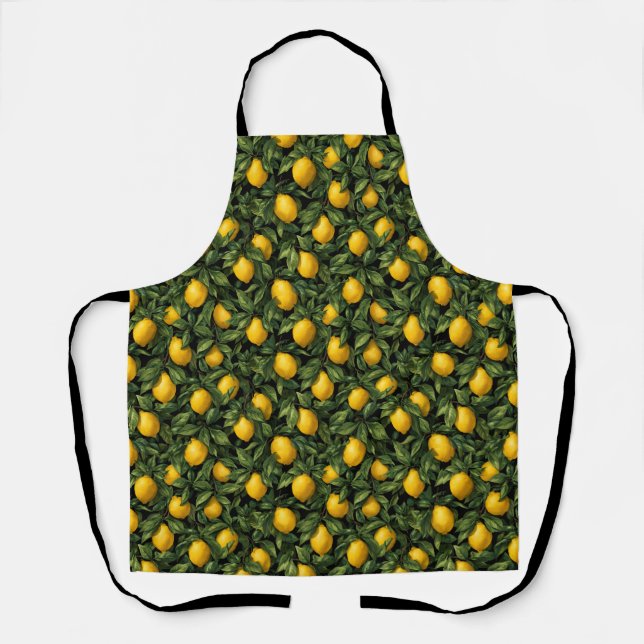 Vibrant Lemon Citrus Tree Pattern Apron (Front)