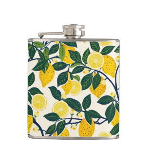 Vibrant Lemon Grove Hip Flask