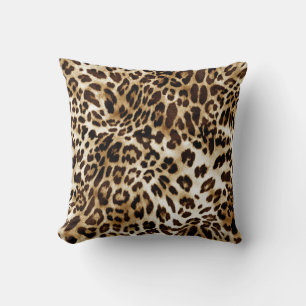 Vibrant Leopard: Colourful Textile Design. Throw Pillow