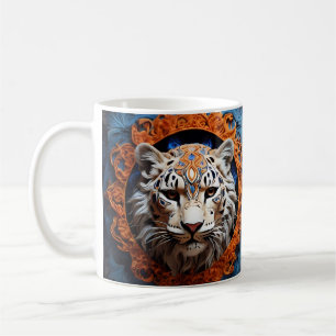 Vibrant Leopard with Floral Motifs Coffee Mug