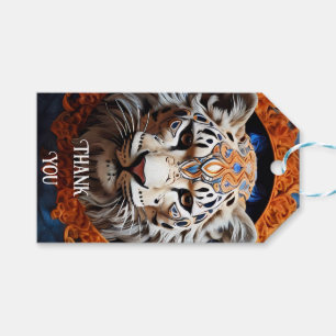 Vibrant Leopard with Floral Motifs Gift Tags