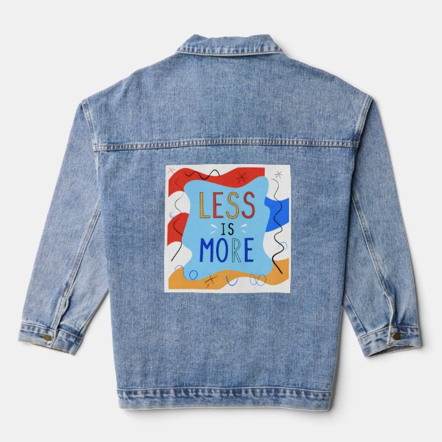 Vibrant "Less Is More" Abstract Graphic Denim Jacket (Back)