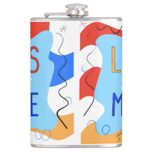 Vibrant "Less Is More" Abstract Graphic Hip Flask