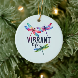 Vibrant Life - Artistic Dragonfly Ceramic Ornament