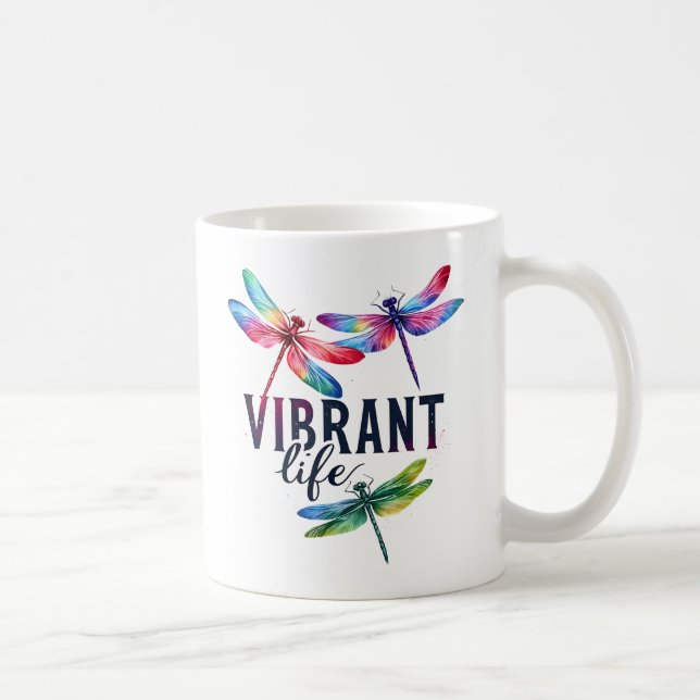 Vibrant Life - Artistic Dragonfly Coffee Mug (Right)