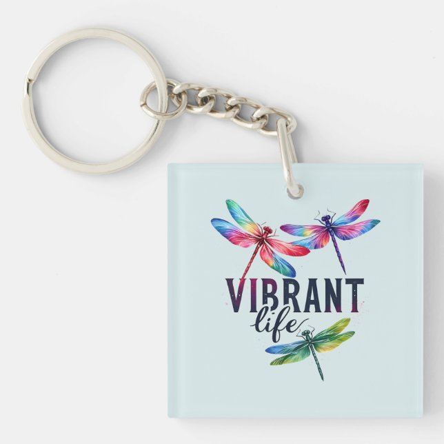 Vibrant Life - Artistic Dragonfly Keychain (Front)