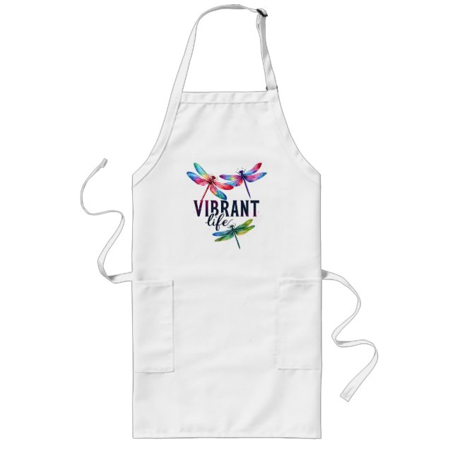 Vibrant Life - Artistic Dragonfly Long Apron (Front)