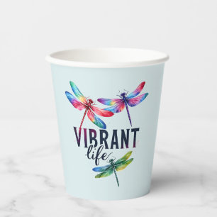 Vibrant Life - Artistic Dragonfly Paper Cups