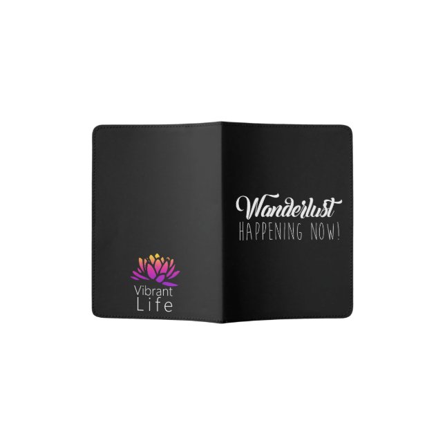 Vibrant Life Wanderlust Passport Holder in Black (Opened)