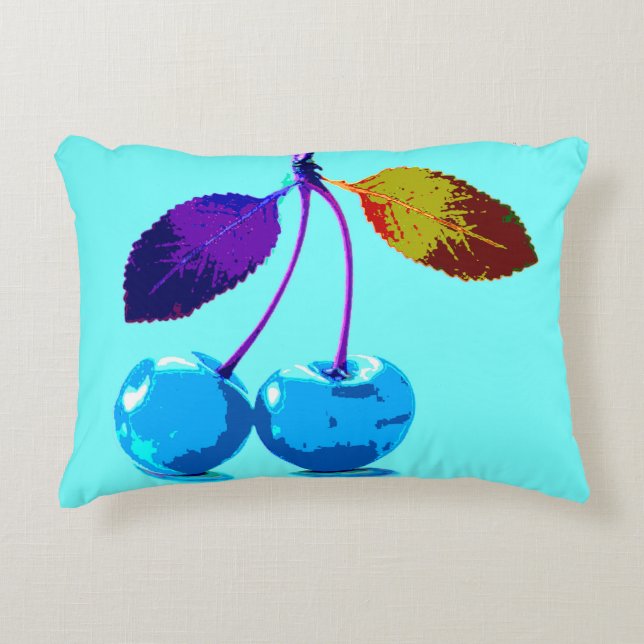 Vibrant light blue cherries   accent pillow (Front)