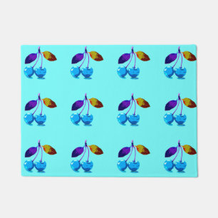 Vibrant light blue cherries   doormat