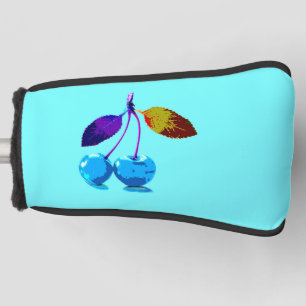 Vibrant light blue cherries pop art    golf head cover