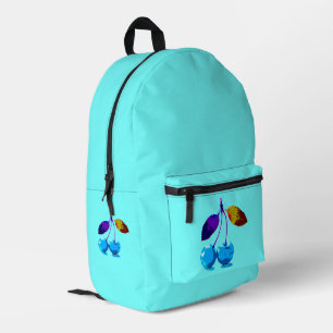 Vibrant Light Blue Cherries Pop Art Modern Printed Backpack