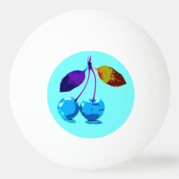 Vibrant light blue cherries pop art    ping pong ball