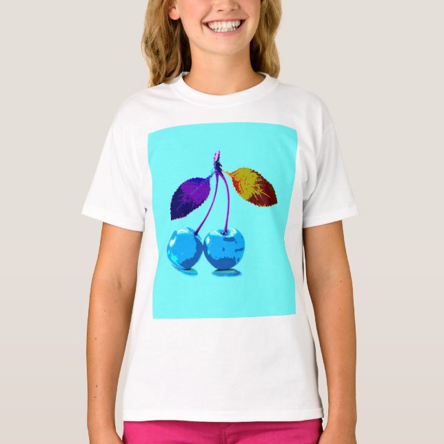 Vibrant light blue cherries  T-Shirt (Front)