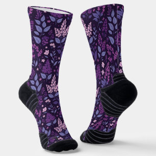 Vibrant Lilac Floral Pattern Socks