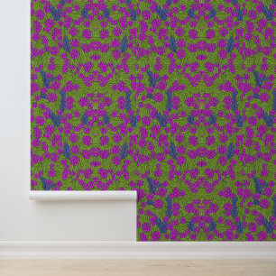 Vibrant Lilac Garden: Floral Fantasy Pattern Wallpaper