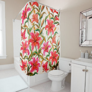 "Vibrant Lily Bloom: Impasto Floral Pattern"