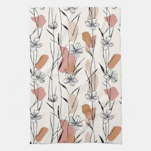 Vibrant Line‑Art Floral  Kitchen Towel