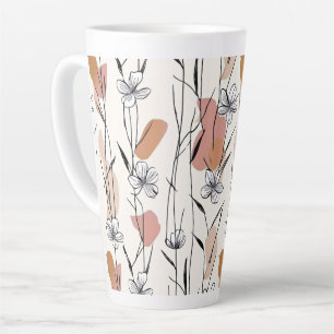 Vibrant Line‑Art Floral  Latte Mug
