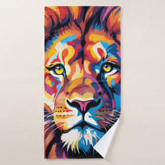 Vibrant lion collection for bathroom bath towel set