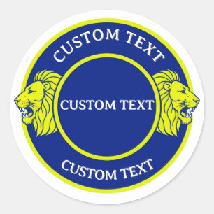 Vibrant Lion Duo Emblem Inside Blue Circle Classic Round Sticker