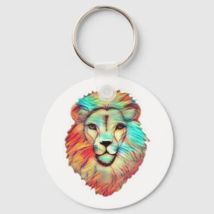 Vibrant Lion's Head Key Ring