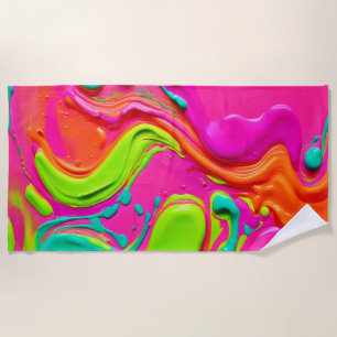 Vibrant Liquid Paint Beach Towel