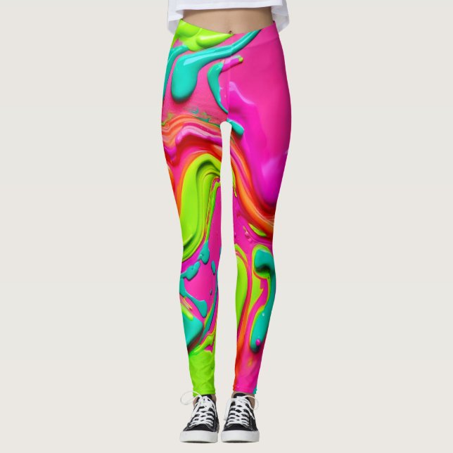 Vibrant Liquid Paint Leggings (Front)
